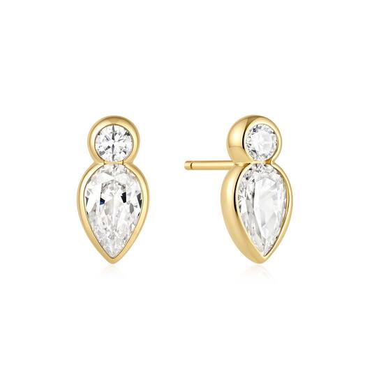  Wanderer - Ear studs - Silver / 14kt GP - Zirconia